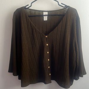 H&M Button Up Blouse Olive Green Casual Size XL